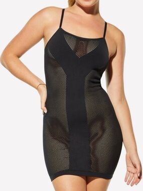 Yitty Sheer Mesh Bodycon Mini Dress Black Stretch One Size XS-M